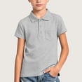 thumbnail image 2 of Boys 100%Cotton Pique Polo Shirt Size 1-15Y Kids Short Sleeve School Uniform Golf Shirt with Chest Pocket Gray 9-10 Years, 2 of 6