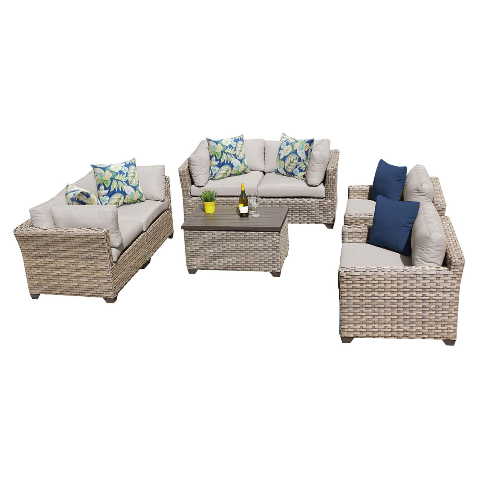 TK Classics Monterey Wicker 7 Piece Patio Conversation Set with Club Chair and 2 Sets of Cushion Covers - image 2 of 5