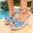 thumbnail image 3 of Rokment Bow Polka Dot Platform Wedge Dress Slip on Sandals for Women Bride Wedding Vintage Casual Leather Espadrilles Extra Chunky High Heels Slides Dressy Slippers Summer Blue Size 6.5, 3 of 6
