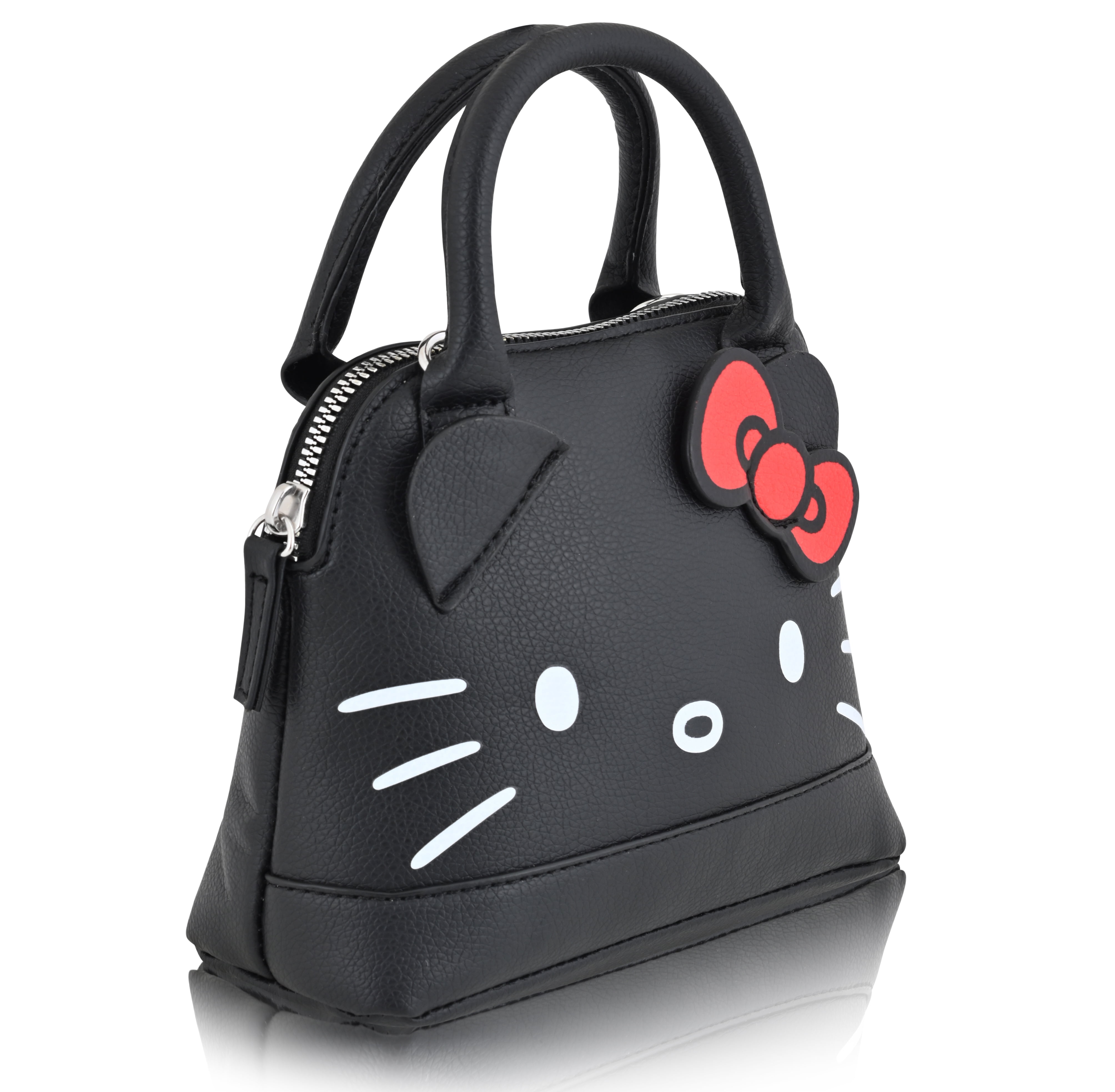 Hello Kitty Women's Leather Solid Print Shoulder Crossbody Handbag, Black