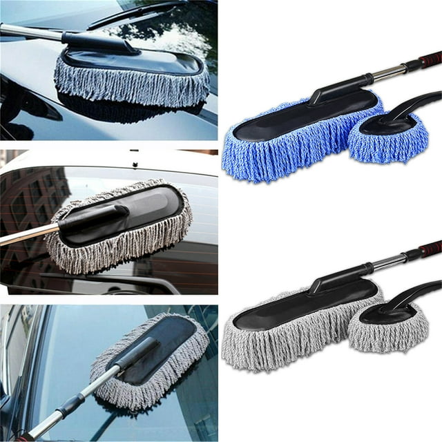 Xihbxyly Trapeador Multifuncional para Lavado de Autos, Cepillo Retráctil Suave, Trapeador de Cera de Microfibra, Limpieza Eficiente de Ventanas y Techos, Uso En Vehículos y Hogar, Fácil Almacenamien