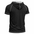 thumbnail image 6 of Yertdoel Hoodies for Men, Solid Color Short Sleeve Drawstring Hooded Sweatshirt Soft Loose Breathable Outdoor Workout Walking Summer Casual Tops, 6 of 8