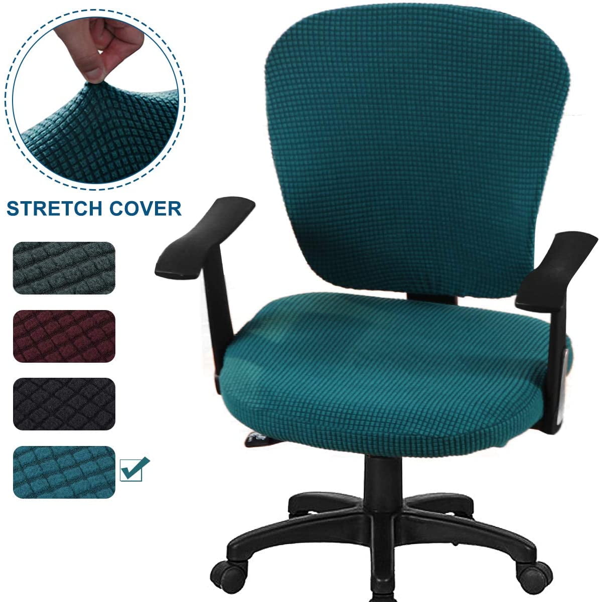 Stretchable Compute Office Chair Cover,Swivel Armchair Cover Slipcover Black 