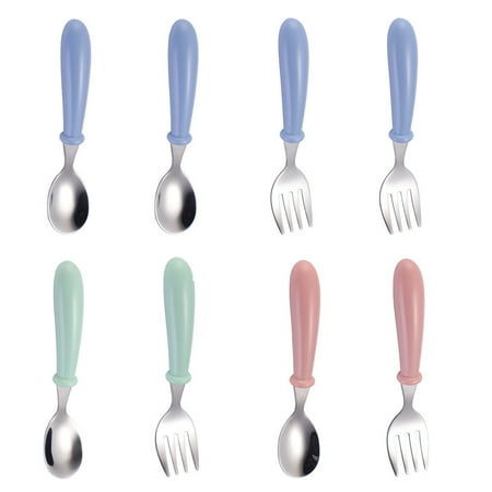 

8pcs Toddler Stainless Steel Spoon Fork Kids Cutlery Set Replacement Home School
