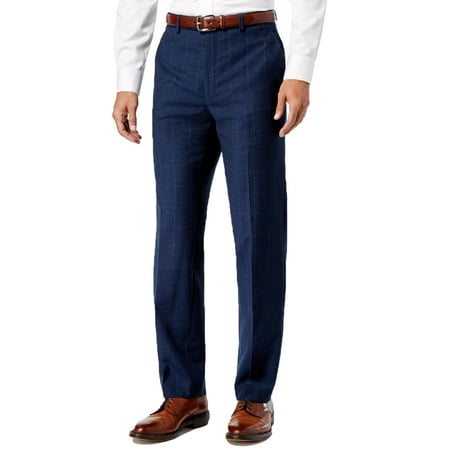 Ralph Lauren Mens Classic-Fit Ultraflex Pants (Navy Plaid, 44x30)