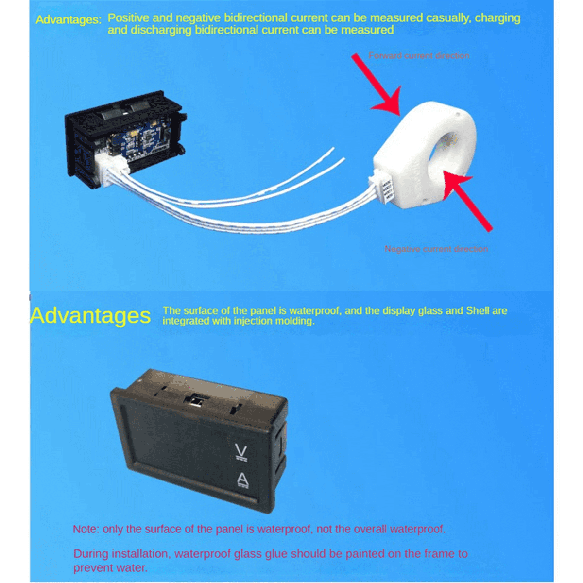 Hall Ammeter Voltmeter DC 0-300V 400A Battery Monitor LED Digital Current Voltage Meter 12v 24v 36v 48v 60v Car Reusable Easy To Use I158879846