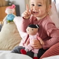thumbnail image 5 of HABA Soft Baby Doll Rumbi - 10 Rag Doll with Black Hair, Pink Overalls - Baby Doll for Toddlers 1-3 - Ideal Machine Washable Soft Doll for 18 Month Olds, 5 of 5