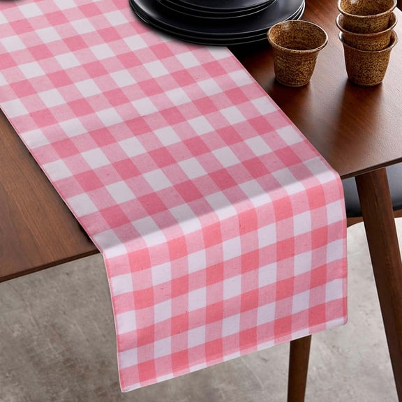 Fingercraft Table Runners, Buffalo Plaid Cotton Table Centerpieces, Dresser Décor for Home and Dining Pink-72