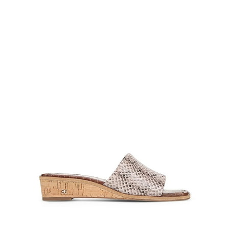 

SAM EDELMAN Womens Brown Snakeskin Croc Cork-Like Padded Valery Square Toe Wedge Slip On Slide Sandals 10 M