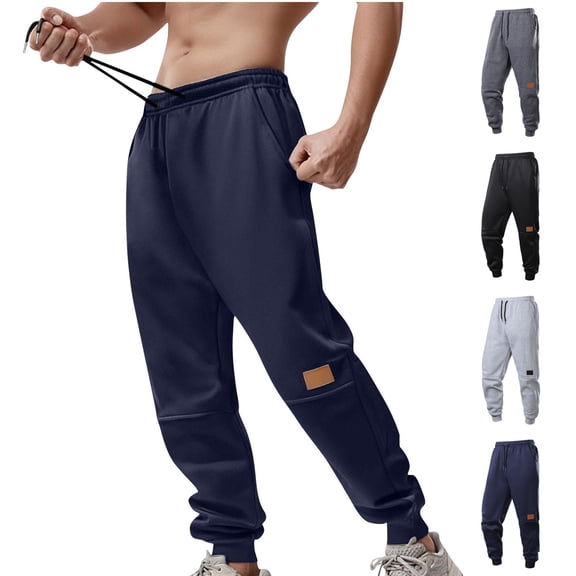 Zedker Sweatpants for Men Outdoor Running Jogger Pants Drawstring Elastic Waist Workout Straight Leg Sweatpants with Pockets Black L