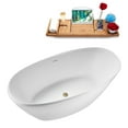 thumbnail image 2 of 59" Streamline G-30-163-BBR Soaking Glossy White Freestanding Tub and Tray With Internal Drain in Brushed Brass, 2 of 10