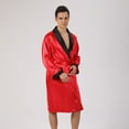 thumbnail image 6 of JTieacloth Men's Nightgown Male Robe Satin Bathrobe With Shorts Set Pajamas Silky Kimono Robe Red, 6 of 6