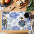 thumbnail image 2 of Blue Ombre Spring Floral Placemats Set of 6, Summer Botanical Flowers Placemats for Dining Table, Place Mats for Kitchen Tabletop, Waterproof Wipeable Dining Table Mats Set, 2 of 9
