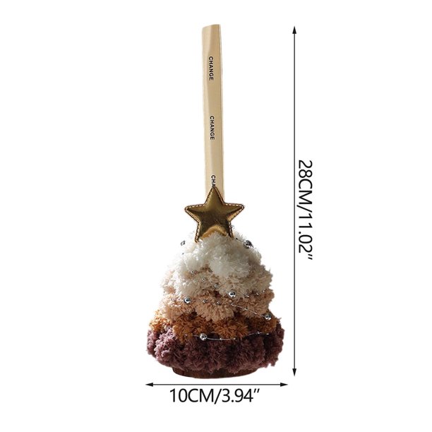 Adorno navideño de peluche tejido con estrellas en la parte superior, pieza decorativa festiva y encantadora.