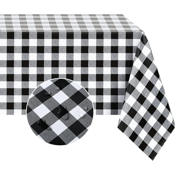 Rectangle Vinyl PVC Tablecloth, 100% Waterproof Buffalo Plaid Plastic Table Cloth, Oil Proof Heavy Duty Wipeable Table Covers for Dining/Camping/Picnic/Outdoor - 54 x 78, Light Blue