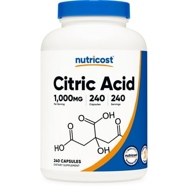 Nutricost Citric Acid 1000mg (1 Gram), 240 Capsules - Gluten Free, Non-GMO Supplement