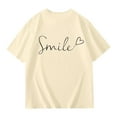 thumbnail image 4 of Razzly Little Girl's Shirts, Alphabet Print T Shirts Graphic Kid Cotton T-Shirt Child Basics T Shirt Cute Summer Shirts for Teens(Beige,3-4 Years), 4 of 6
