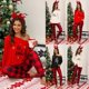 thumbnail image 2 of Women Christmas Printed Pajamas Set Cotton Sleepwear Long Lattice Pants + One Shoulder Tops Pyjamas Women's Clothes Pyjamas 5XL, 2 of 4
