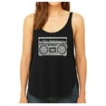 thumbnail image 1 of LA Pop Art Women's Premium Word Art Flowy Tank Top - Greatest Rap Hits of The 1980's, 1 of 2