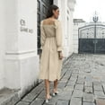 thumbnail image 3 of Smocked Bodice Square Neck Long Sleeve Dress for Women Knee Length, 3 of 3