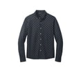 thumbnail image 3 of MERCER+METTLE Unisex Stretch Jersey Long Sleeve Shirt | Button Down Work Shirt for Men & Women, Long Sleeve Jersey Top - Navy Geo Diamond XS, 3 of 4