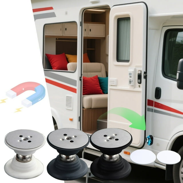 Jiaeri Magnetic Door Catch with Adhesives & Screws, RV Camper Trailer Door Holder Stopper, Easy Install Cabinet Bathroom Storage Door Magnet for RVs, Travel Trailers, Vehicles - 1 Pack