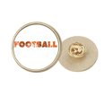 thumbnail image 1 of Broche à Épingle Ronde en Métal Doré Football Mot Élégant Orange, 1 of 3