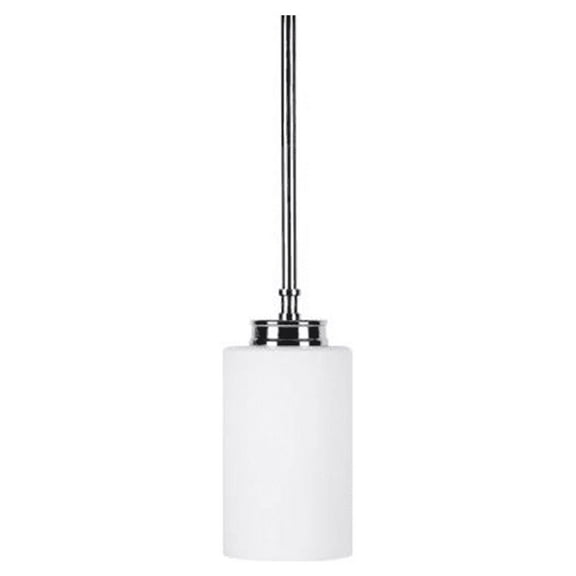 Sunset F18010-15 1-Light Dalton Mini Pendant Fixture, 4" x 52" tall, Frosted Opal Glass lens, 100W Medium (E26) base lamp, 120 volt, Dimming, Polished Chrome Finish
