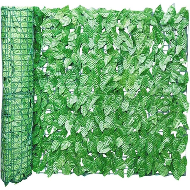 Valla de hojas de hiedra artificial, rollo de seto artificial Garden View Breeze de 0,5 x 1 m, seto de follaje artificial, valla de privacidad, pantalla de jardín para balcón.