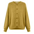 thumbnail image 4 of Holzkary Button Down Cardigans Sweater for Women Loose Crewneck Long Sleeve Knitted Casual Oversize Cropped Pullover Fall Trendy Winter Fashin 2026 Business Casual Sweaters for Women Yellow L, 4 of 4