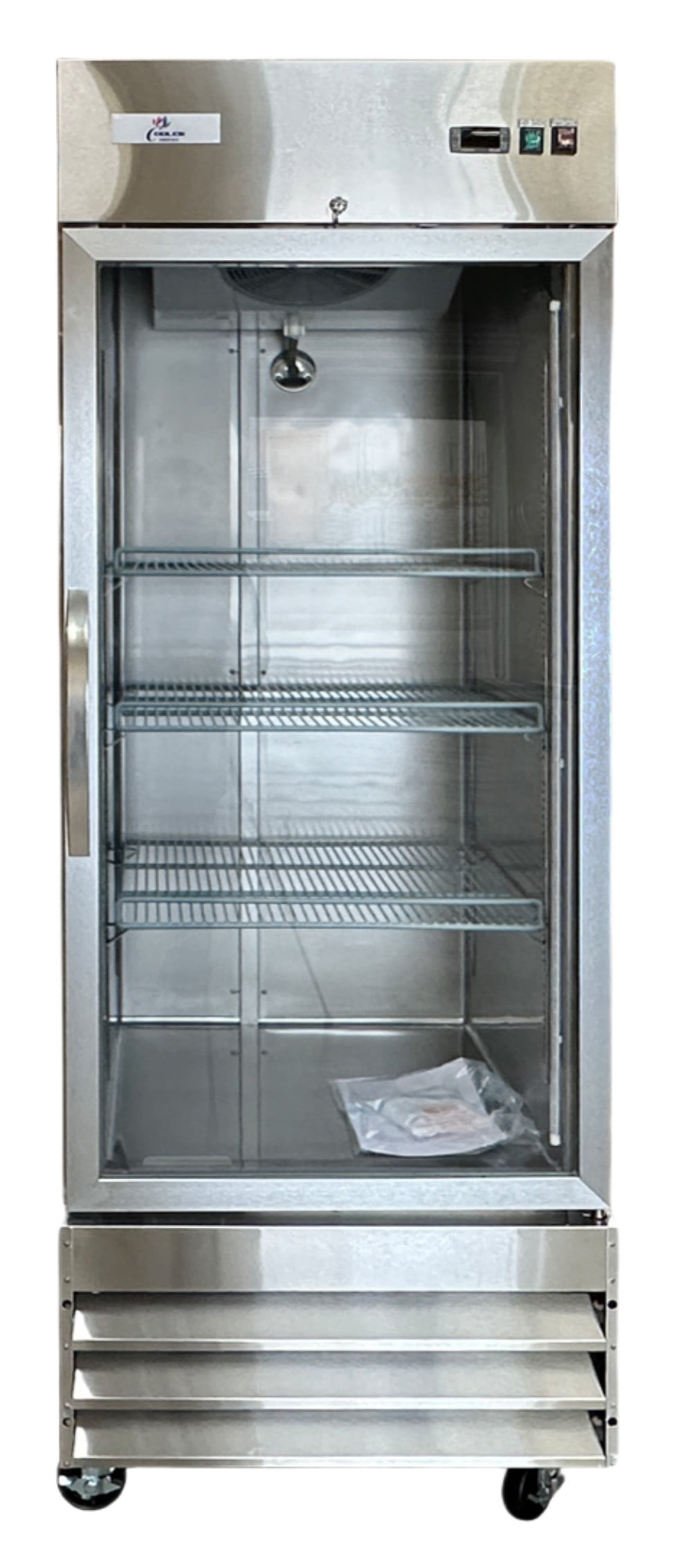 Commercial Refrigerator 29 inch , 23 cu.ft, Glass Door Stainless Steel Frame Merchandiser, NSF certified