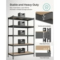 thumbnail image 3 of 5-Tier Storage Shelves Metal Garage Storage, Boltless Assembly Adjustable Shelving Unit 17.7 x 35.4 x 70.9 Inches Load 1929 lb, for Shed Warehouse Basement Kitchen Black, 3 of 17