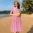 thumbnail image 4 of Naloa Sparkly Glitter Print Womens Summer A-Line Dress with Pockets,Short Sleeve Dresses,Flowy Beach Swing Dress for Vacation Travel, 4 of 6