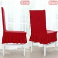 thumbnail image 4 of PiccoCasa 2Pcs Stretch Spandex Dining Chair Slipcovers, Ruffled Skirt Chair Protectors Burgundy, 4 of 6