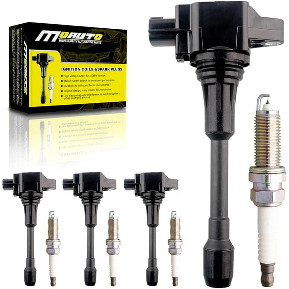 MOAUTO Set of 4 Ignition Coils Pack UF549 22448-1HM0A & 4 PCS Iridium Spark Plugs Compatible with 2008-2017 Nissan Sentra Altima Cube Rogue Versa Infiniti FX50 M56 QX60 NV200 NV350 Pathfinder