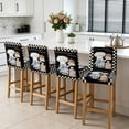 thumbnail image 3 of Chef Gnomes Bar Stool Cover Set of 6, Rustic Black White Paid Dessert Cake Cook Stretch Bar Chair Cover, Removable Washable Pub Counter Stool Chair Slipcover for Kitchen Dining Room Pub Cafe, 3 of 9