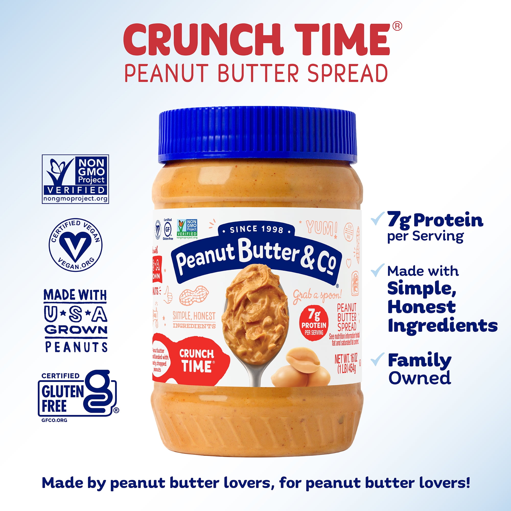 Peanut Butter & Co, Crunch Time Flavored Peanut Butter Spread, 16 oz, 6 pack