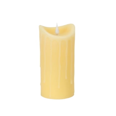 Melrose 38602 LED Flameless Pillar Candle – 3x8 Inch, Ivory Wax, Realistic Flickering Flame