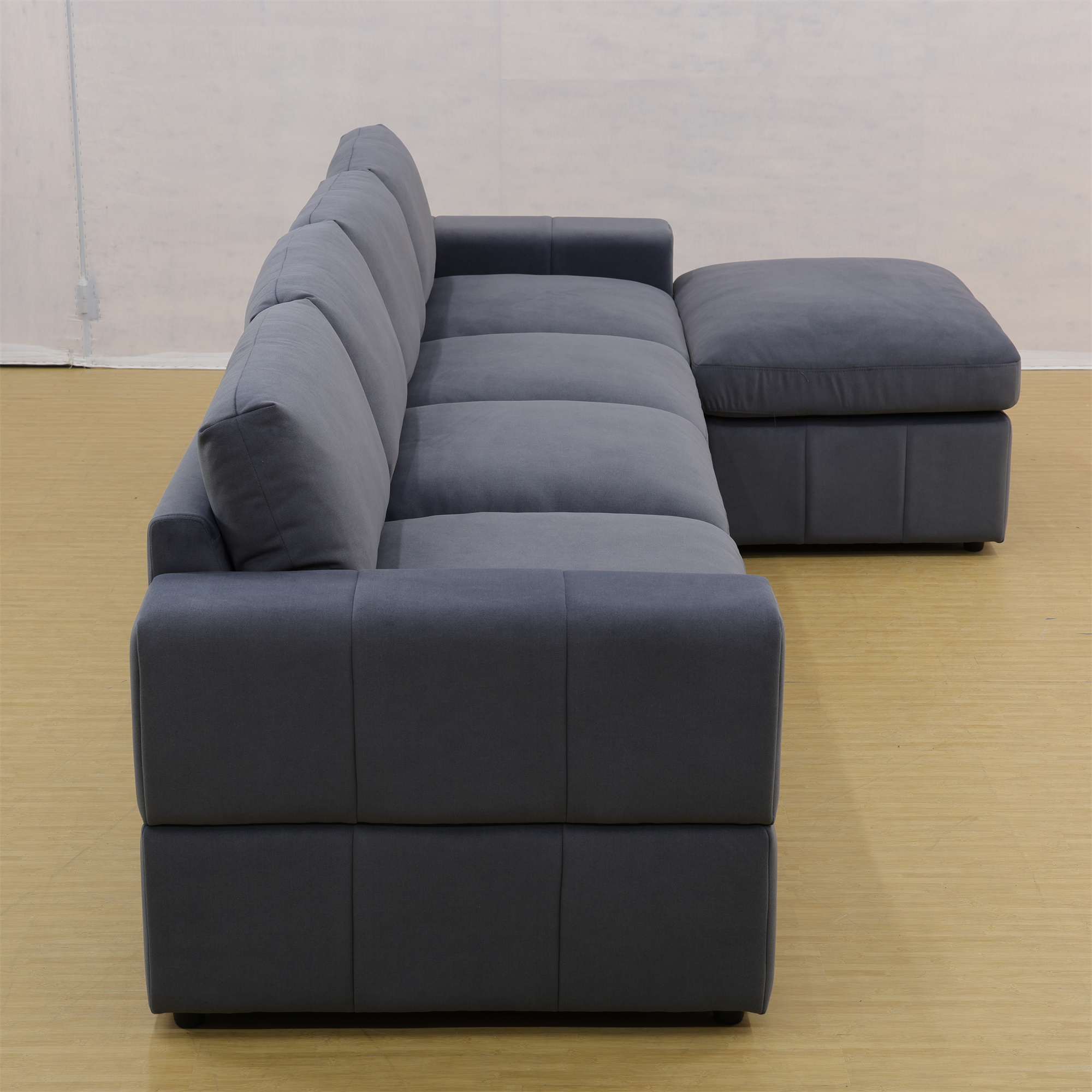 Aukfa Sectional Sofa, 138" Oversized Modular Couch with Ottoman for Living Room, Microfiber, Gray
