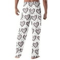 thumbnail image 4 of Men's Fashion Rose Heart Print Pajama Pants, Drawstring Elastic Waist Lounge Trousers for Valentine's Day Gift and Home,Black,L, 4 of 5