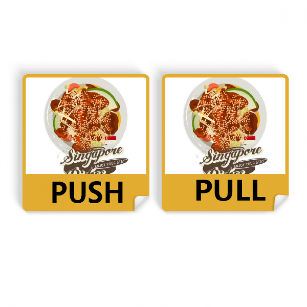 Traditional Singapore Rojak Push Pull Door Sign Vinyl Stickers Shop