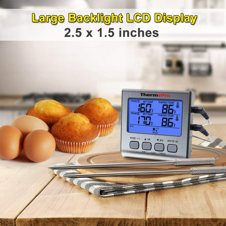 ThermoPro TP-17 Dual Probe Digital Cooking Meat Thermometer Large LCD  Backlight