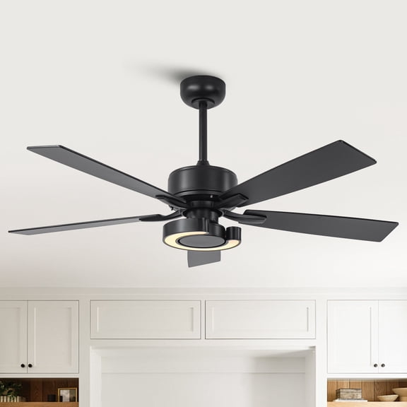 Parrot Uncle Modern 52" 5-Blade 3-CCT LED Ceiling Fan with Remote, Black Double-Sided Blades Ceiling Fan