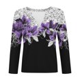 thumbnail image 4 of jjayotai V-Neck Shirts for Women Long Sleeve Plus Size Comfort Funny Graphic Print T Shirts Casual Going out Top Blouses, 4 of 6