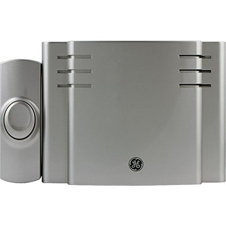 - GE Wireless Doorbell Kit, 8 Chime Melodies, 1 Receiver, 1 Push Button, Battery-Operated, Nickel, 19303