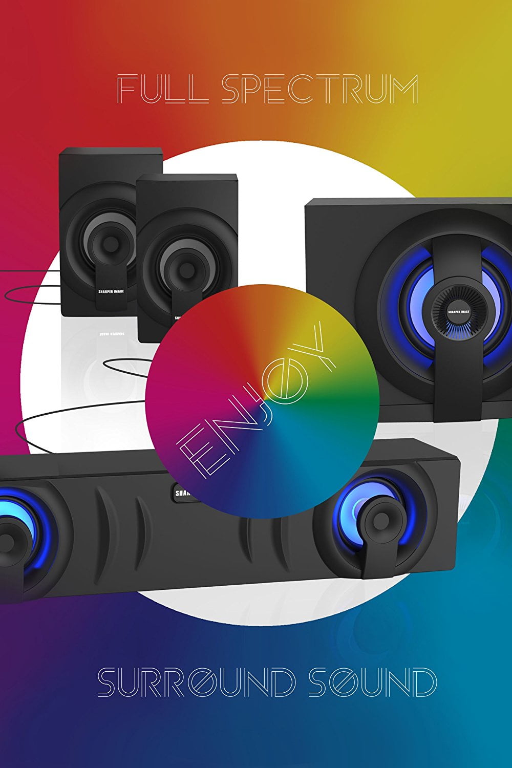 sharper image 3.1 multimedia audio system with led lights