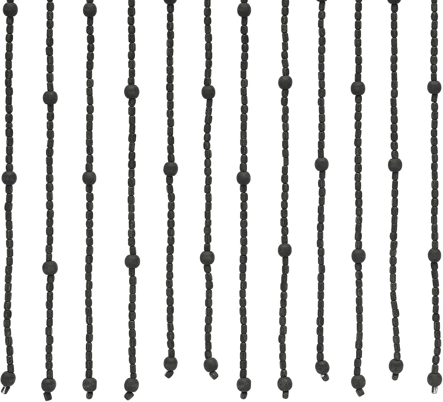 Wood Bamboo Beaded Curtain, 27 Strands Bohemian Doorway Beads Wooden Hanging Room Divider Handmade for Doorway Restaurant Home 36" W x 71" H (Black)