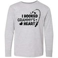 thumbnail image 3 of Inktastic I Hooked Grammy's Heart with Fishing Rod Long Sleeve Youth T-Shirt, 3 of 5