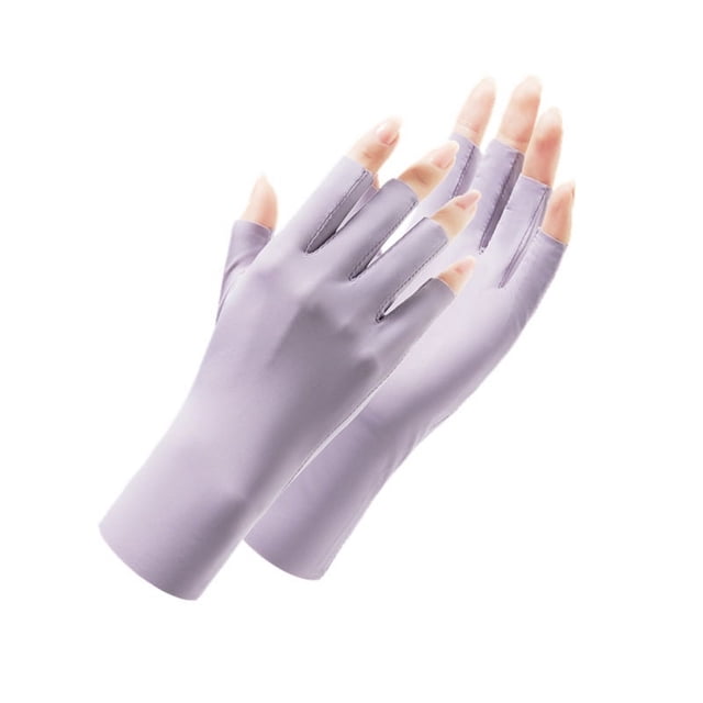Guantes de medio dedo con protección solar de seda helada para hombres y mujeres, para verano, anti-ultravioleta, para recoger té al aire libre, para conducir, ligeros y finos