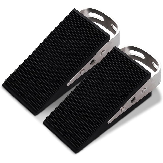 2 juegos de cuñas de goma para puerta: tope de puerta resistente, sin rayones, tope de puerta antideslizante, con 2 soportes de acero inoxidable Sincero Electrónica